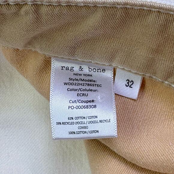 rag & bone Featherweight Logan Wide Leg Mid Rise Denim Jeans Ecru Size 32 - Picture 6 of 16